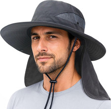 UV Protection Sun Bucket Hat with Wide Brim and Neck Flap for Outdoor Use