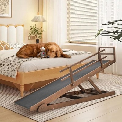 H&ZT Folding Dog Ramp Cat Ramp Up to 27.5'' Height Rubber Surface 55.1''Lx17.7'' W