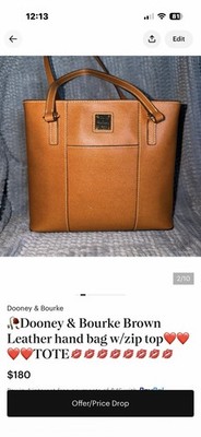 Dooney & Bourke Brown Medium Tote Zip Top Shoulder Strap Gold Hardware Pouch