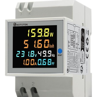 Stromzähler Digital Wechselstromzähler 6in1 Hutschiene KWh Amperemeter