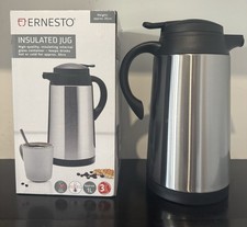 Ernesto Insulated Jug is a brushed stainless steel thermal carafe 1L