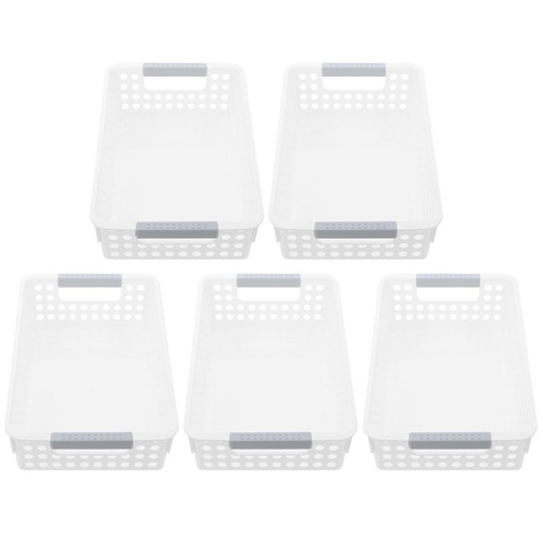 5 Pcs Rectangular Storage Frame Plastic Baskets for Shelves Small with Handle - Picture 3 of 12