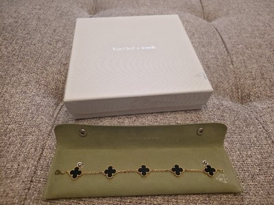 Van Cleef & Arpels Vintage Armband Alhambra Onyx 18k Gelbgold 5 Motive