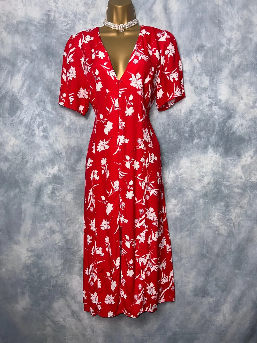 Robe Zara Imprimé Fleurs Rouge - Taille XS (Petites) - Occasion Très Bon état