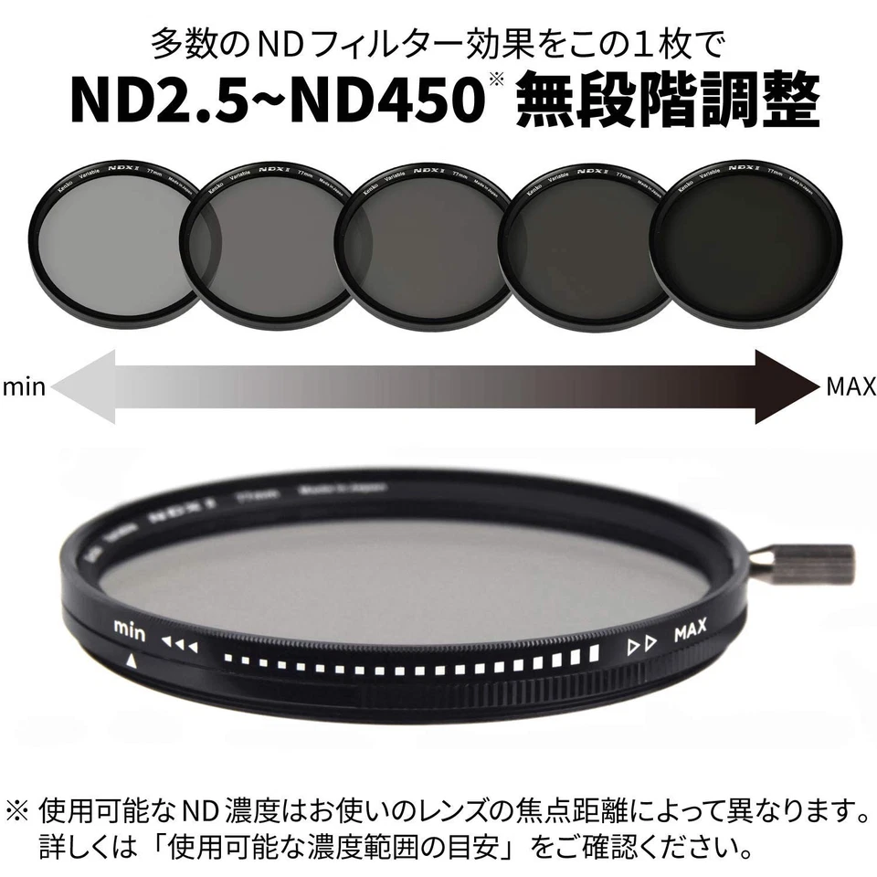 Kenko ND Filter Variable NDX II 82mm Variable ND2.5-ND450 Detached Lever Include - Image 2 of 4