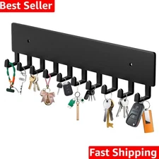 Key Holder Wall Mount with 10 Hooks - Key Rack Organizer for Entryway, Kitchen &