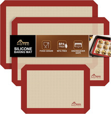 Paquete de 3 alfombrillas de silicona para hornear - sábanas antiadherentes de silicona reutilizables para horno