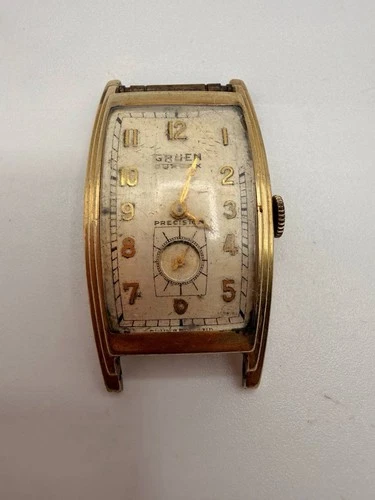 Vintage Gruen Precision Men’s Watch – 1940s Art Deco 10K Gold Filled As Is