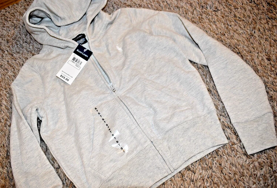 i2 NUEVO CON ETIQUETAS RALPH LAUREN Niñas 7 Gris Sudadera con Capucha Cremallera Completa Sudadera Chaqueta Foto 3 de 4