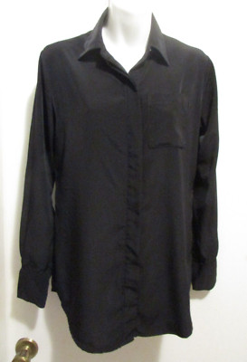 Nine West XS Black Long Sleeve Poly Blouse Top #236
