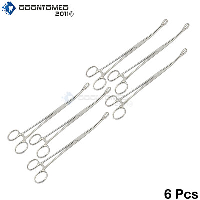 6 Sponge Forceps 10'' Curved Surgical Instruments