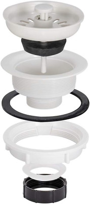 EZ-FLO Kitchen Sink Strainer, White ABS, 3.5''-4'' Opening, Stainless Steel, 30006