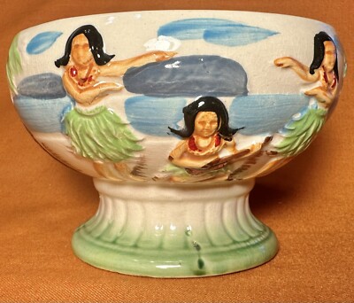 ORCHIDS OF HAWAII R-86 Hula Dancers Ceramic Tiki Mug Bowl - Japan