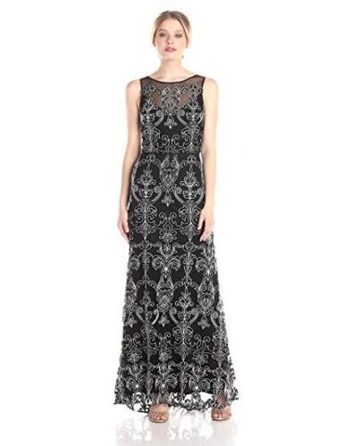 Vera Wang Black/Ivory Embroidered Dress Size UK 6 Lf8 YY 03 - Picture 2 of 5