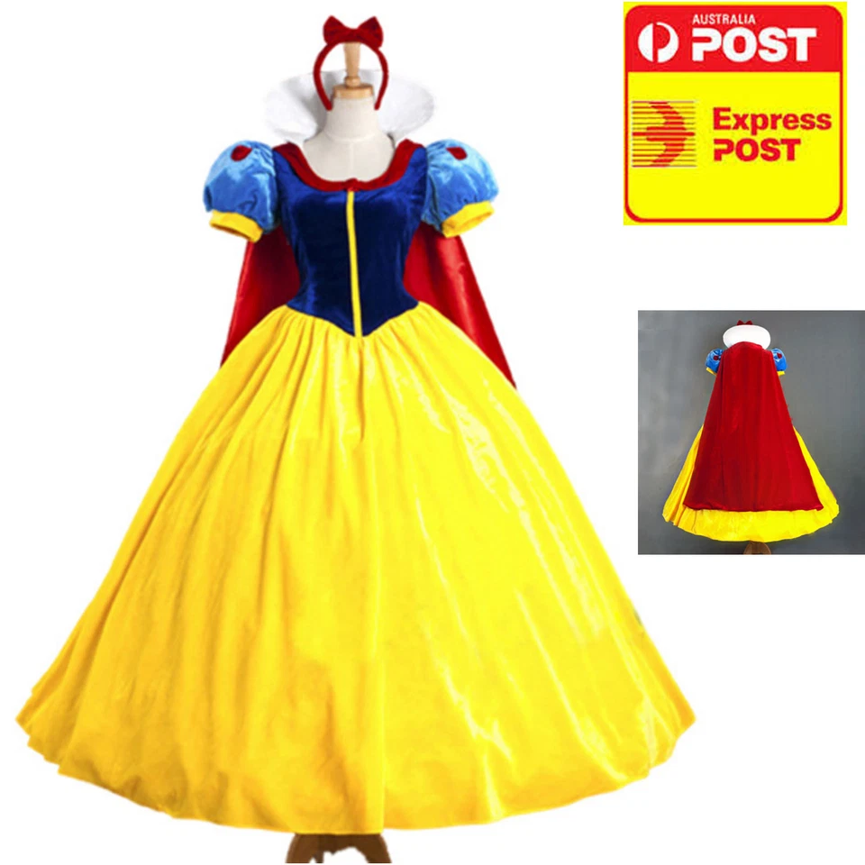 Vestido largo de lujo de película Blancanieves para adultos con cosplay + tocado S M L XL XXL AUSTOCK Foto 2 de 2