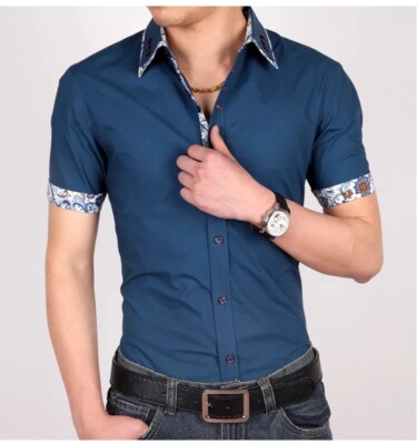 Short Sleeve Slim Fit Dress Shirt Men's Dress Shirts Formal