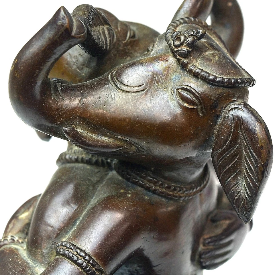 Tibetan Antique Ganesh Kankiten Deity of Joy in Buddhism Bronze Statue 7.7" - Image 4 of 4