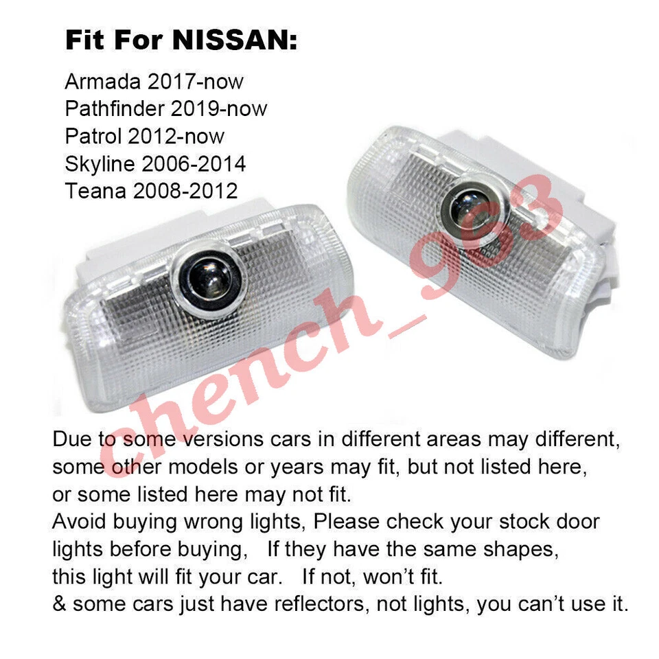 2x Door Light Logo Projector Courtesy Ghost Shadow For NISSAN Armada Patrol - Image 3 of 4