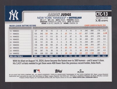 2025 Topps Series 1 - Aaron Judge Costco Companion -Yankees (CTC