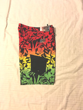 Hang Ten: Men/Teen Cargo Style Swim Shorts, Hook Loop String Tie Closure, 32