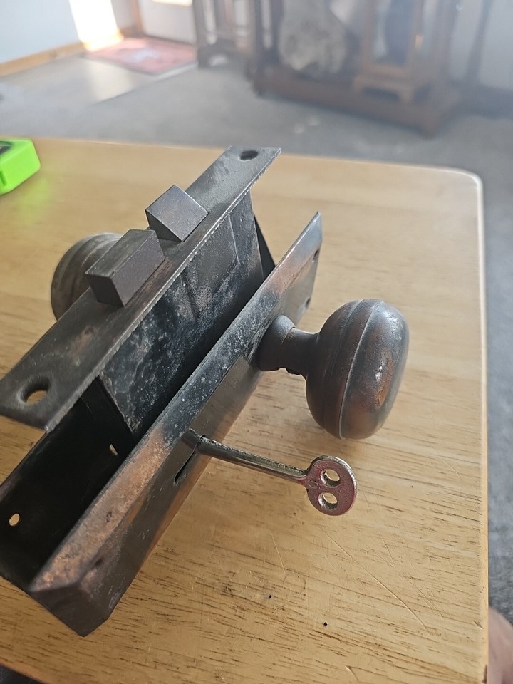 Vintage Metal Door Knobs ,Mortise Lock Assembly , With Key. eBay