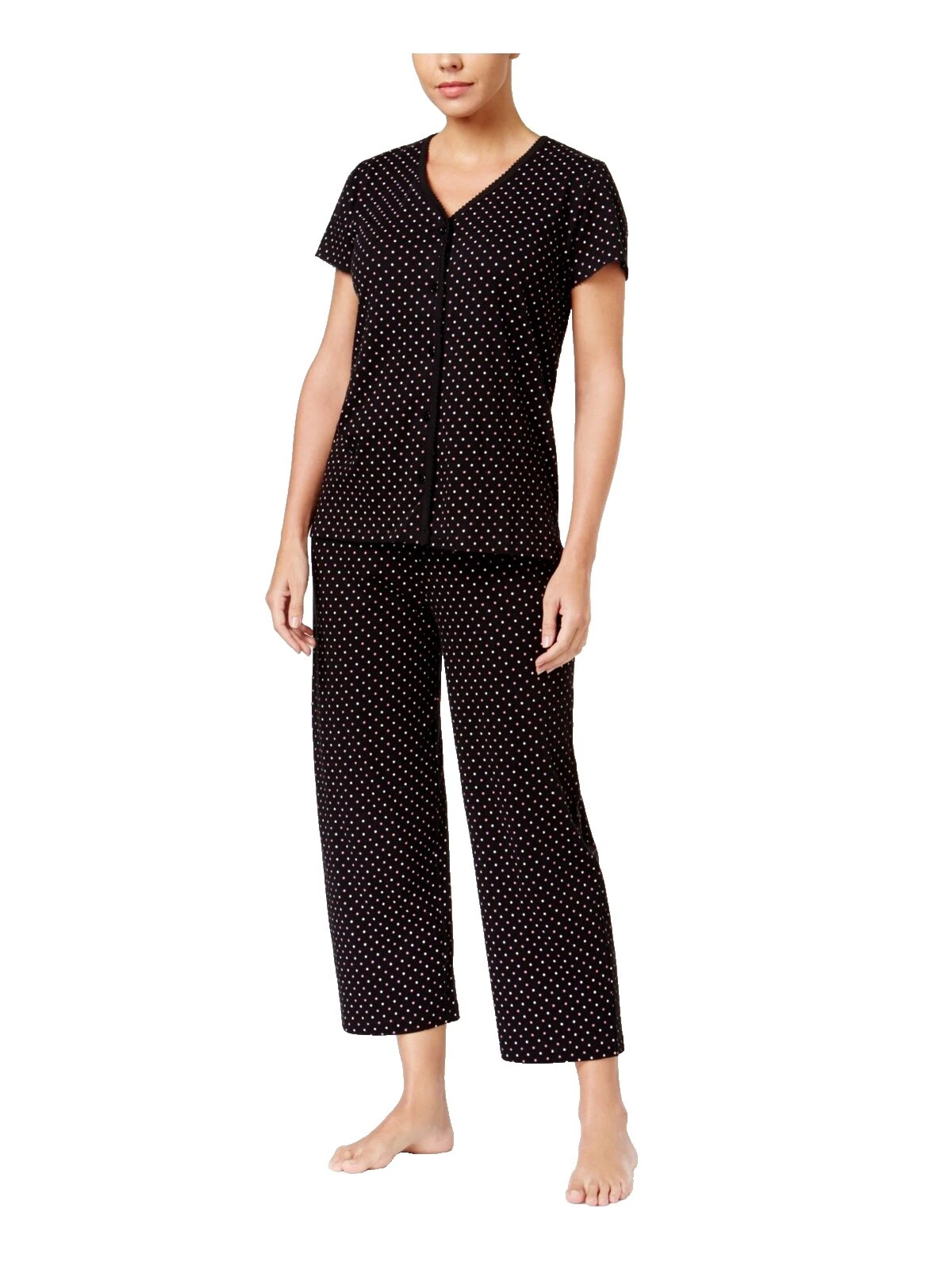 Charter Club 圆点黑色睡衣和长袍女