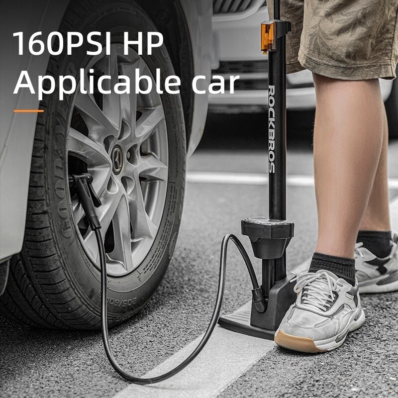 Bomba de bicicleta ROCKBROS alta pressão 160Psi Schrader Presta válvula barômetro inflador - Imagem 2 de 4