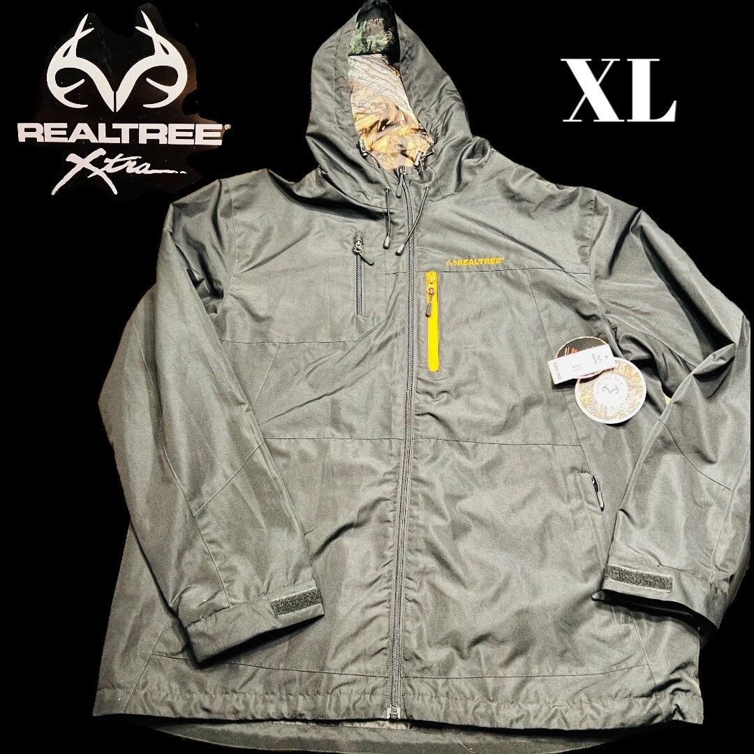 NWT Realtree Men's Size XL Windbreaker Jacket Black Polyester Xtra Shell Fishing