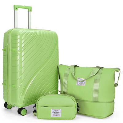 20'' Spinner Wheels Suitcase Luggage & Bag Set with Duffel Toiletry Bag TSA Lock