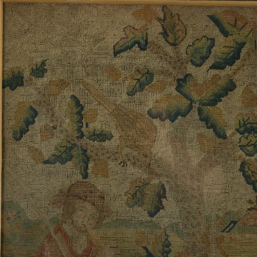 Cuadro bordado Petit Point del siglo XVIII, 1732 de dama y caballero - Imagen 2 de 6