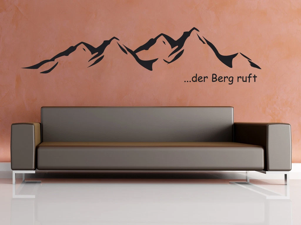 S026 XXL aufkleber "Der BERG ruft" Spruch Wandtattoo bis 250 cm Länge
