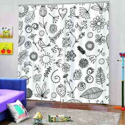 Harmonious cute natural elements Printing 3D Blockout Curtains Fabric Window