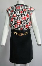 MILLY red/blue print silk blouse and skirt se...