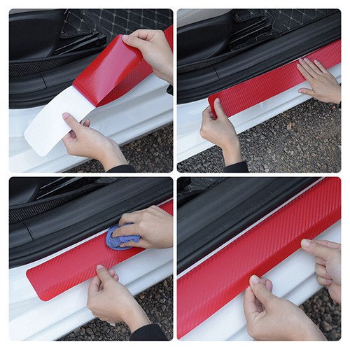 4× Carbon Fiber Car Accessories Door Plate Sill Scuff Cover Anti-Scratch Sticker - Bild 6 von 12
