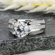 Round Cut 3CT Lab-Created Diamond 14K White Gold Finish Engagement Wedding Ring