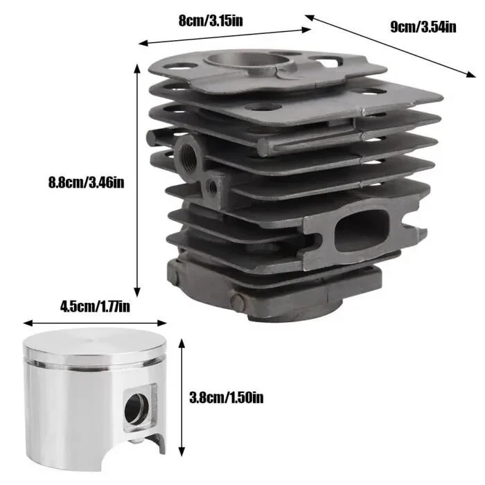 Cylindre à Piston et Cylindre 46 mm Pour moteur Husqvarna 50,51,55 Rancher Nikas - Photo 2/4