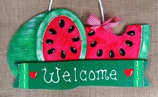 WATERMELON Welcome SIGN Wall Door Hanger Plaque Kitchen Home Porch Deck Patio