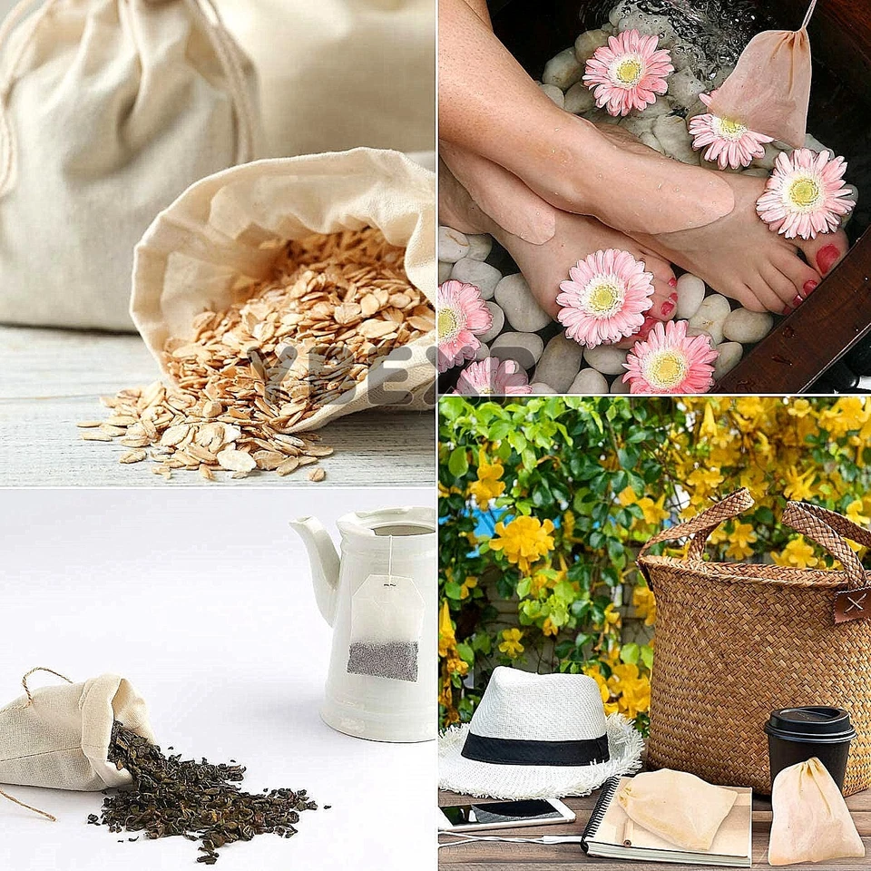 100/500/1000pcs Cotton Muslin Drawstring Bags For Craft,Gift,Soap,Herbs 3x4 4x6 - Image 4 of 4