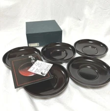 Set of 5  Echizen Lacquerware Tea Coasters  Traditional Japanese Handcraft japan