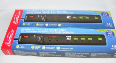 Sunbeam Advance 7 Outlet Power Strip With Surge Protector Lot Two