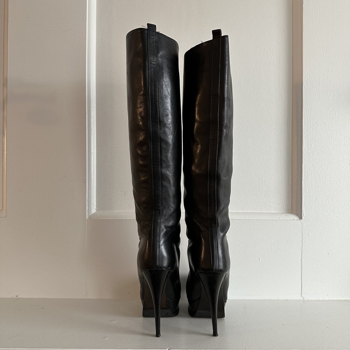 靴 YSL rive gauche Leather heal boots YSL Rive Gauche SS04 by Tom Ford 40mm Heel 'Johnny' Leather Boots