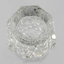 Brilliant Cut Six Sided Panel Heavy Glass Open Salt Cellar  With “Cane”Base