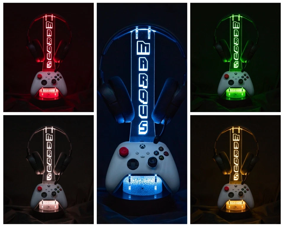 Personalized headphone controller stand gamer tag Led With RGB Gift for Gamer - Image 4 of 4