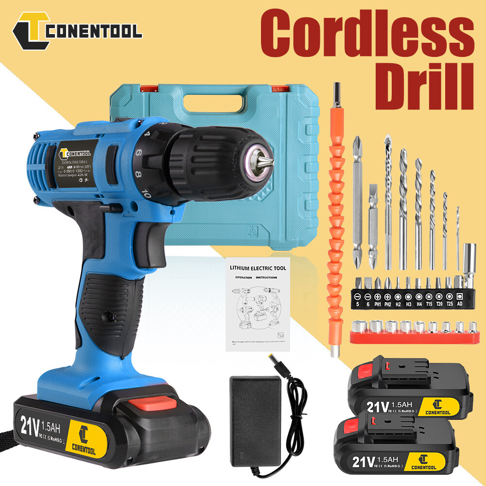 Cordless Drill Set 21V Electric Screwdriver Impact Driver Drills Kit