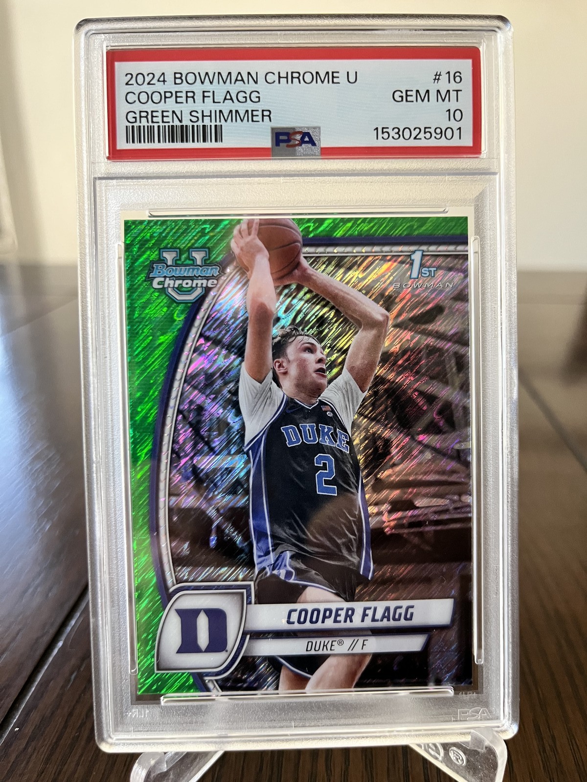 Cooper Flagg 2024-25 Bowman Chrome U Green Shimmer #16 PSA 10 GEM MINT