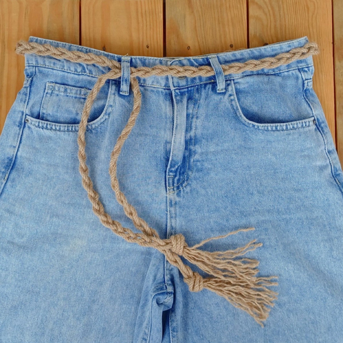 Brown Braided Jute Rope Belt Women, Boho Macrame Tassel 