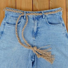 Brown Braided Jute Rope Belt Women, Boho Macrame Tassel Waist Belts, Wrap Sash