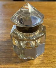 Bel encrier ancien en cristal et laiton