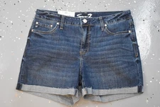 NWT SEVEN7 Size 12 Women's Cuffed Cotton Blend Denim Blue Jean Weekend Short