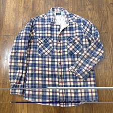 VINTAGE Sears 70s Shacket Shirt Quilted Lined Flannel Plaid Jacket Tall L USA